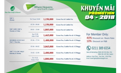  [Khuyến mại - PROMOTION]  Đặt sân tam đảo - Tam Đảo Golf Course Promotion