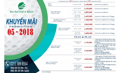 [PROMOTION - TAM DAO GOLF CLUB]  Khuyến mại THÁNG 5 Đặt sân tam đảo - Tam Đảo Golf Course Promotion